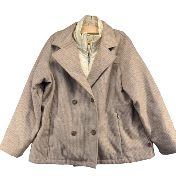 Woolrich Women's Wool Blend Knit Jacket Tan Oatmeal XL Zipped Pockets - Picture 1 of 14